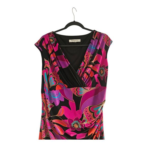 Evan-Picone Dress Sleeveless RETRO Floral Stretch Pullover Ruching MISSING SIZE - Picture 3 of 9